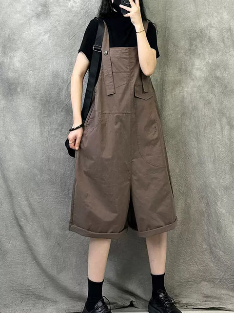 Damen Sommer Casual Pure Color Kurze Overalls