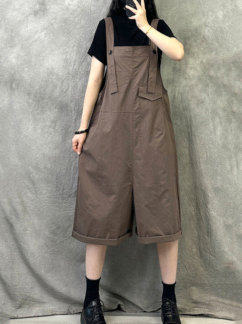 Damen Sommer Casual Pure Color Kurze Overalls