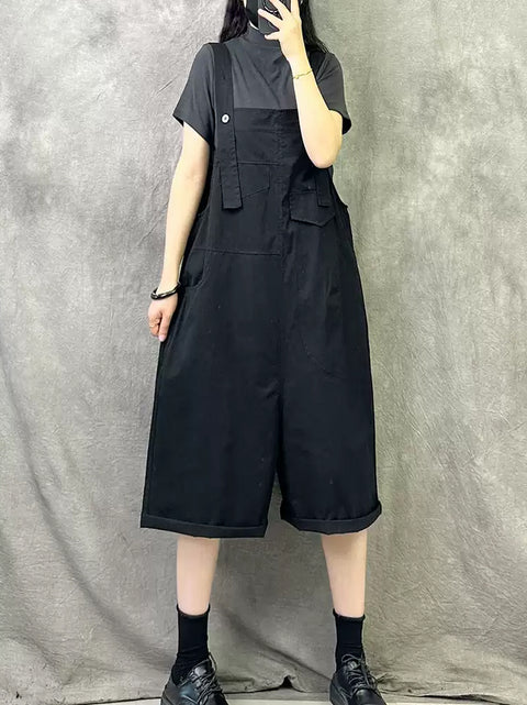 Damen Sommer Casual Pure Color Kurze Overalls