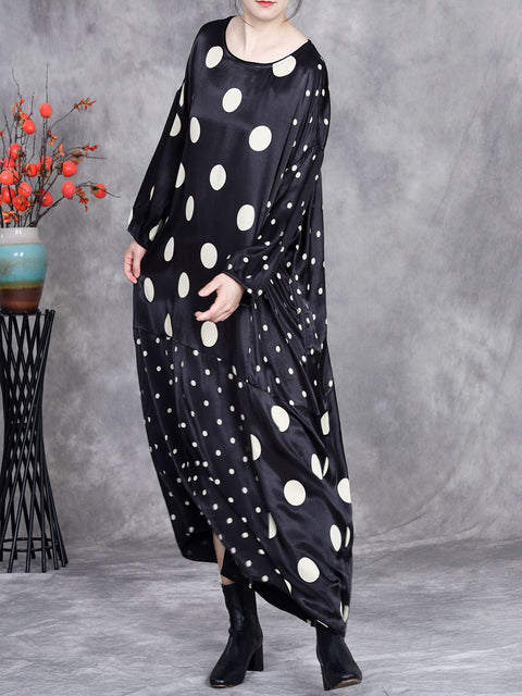 Damen Frühling Vintage Dot Gespleißt Lose Kleid