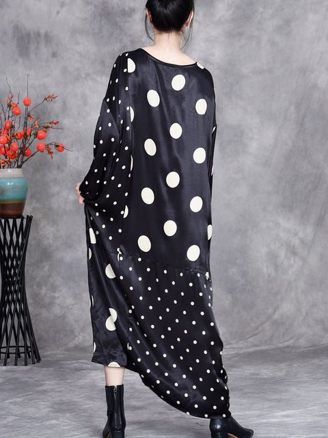 Damen Frühling Vintage Dot Gespleißt Lose Kleid