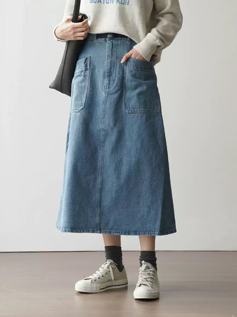 Lässiger A-förmiger Denim-Rock für Damen im Frühling