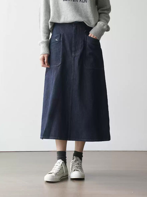 Lässiger A-förmiger Denim-Rock für Damen im Frühling