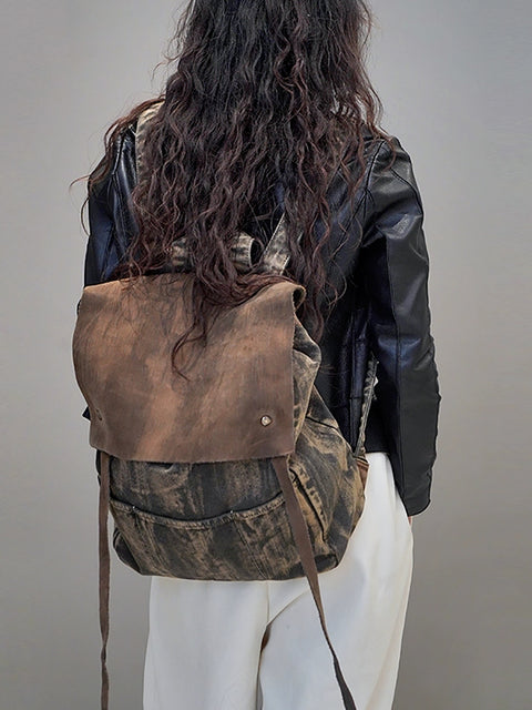 Vintage Leder Canvas Großraum-Rucksack