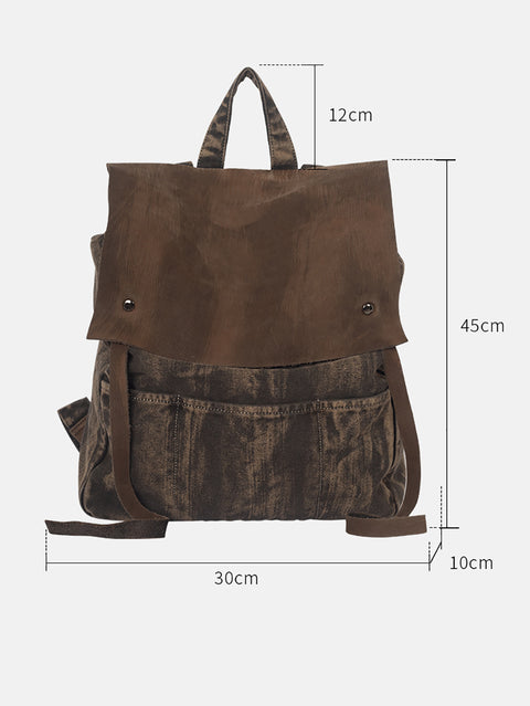 Vintage Leder Canvas Großraum-Rucksack