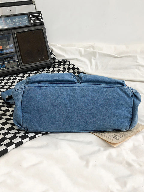 Damen Vintage Solid Denim Große Kapazität Tasche