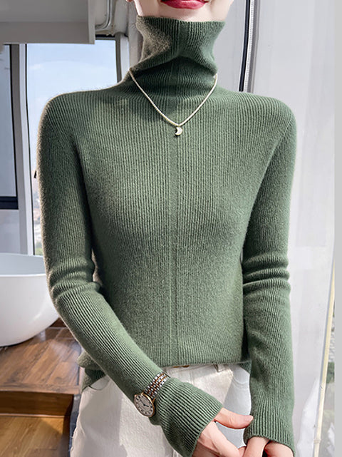 Damen Herbst Lässiger Streifen O-Ausschnitt Wollstrickpullover