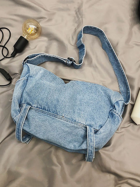 Damen Vintage Denim Umhängetasche mit großem Fassungsvermögen