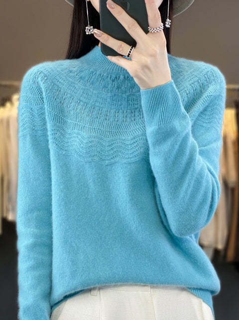 Damen Herbst Lässiger Streifen O-Ausschnitt Wollstrickpullover