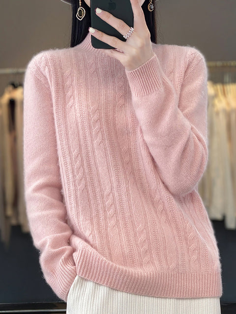 Damen Herbst Lässiger Streifen O-Ausschnitt Wollstrickpullover