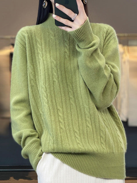 Damen Herbst Lässiger Streifen O-Ausschnitt Wollstrickpullover