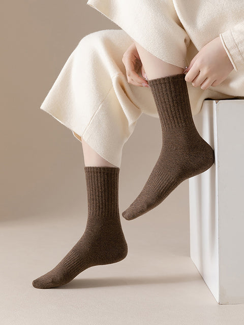 6 Paar Damen-Socken aus solider Baumwolle für den Winter