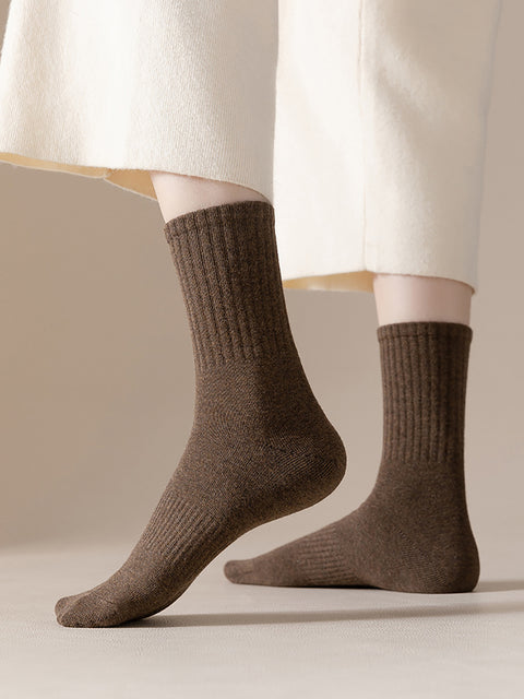 6 Paar Damen-Socken aus solider Baumwolle für den Winter