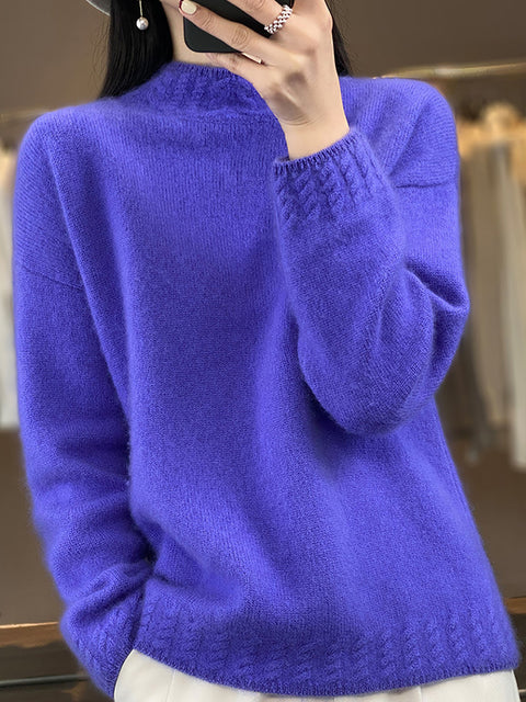 Damen Herbst Lässiger Streifen O-Ausschnitt Wollstrickpullover