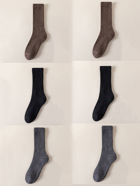 6 Paar Damen-Socken aus solider Baumwolle für den Winter