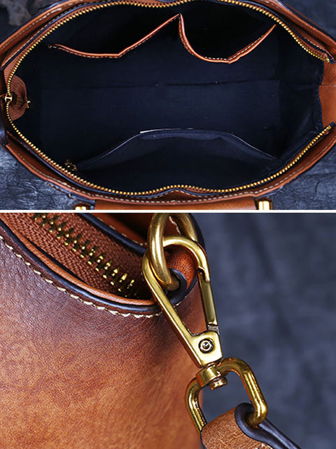 Damen-Retro-Crossbody-Handtaschen aus echtem Leder mit Prägung 