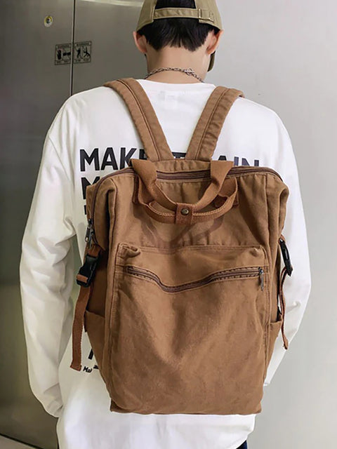 Lässiger, robuster Canvas-Rucksack mit Reißverschluss