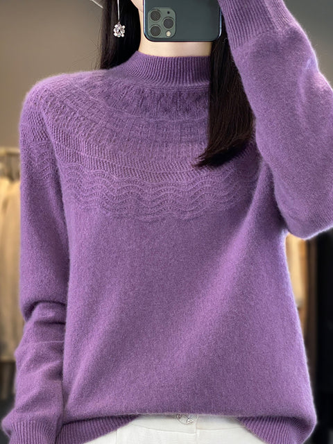 Damen Herbst Lässiger Streifen O-Ausschnitt Wollstrickpullover