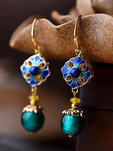 Ethnic Handmade Glaze Cloisonne Quality Drop Earrings