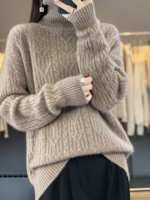 Damen Herbst Lässiger Streifen O-Ausschnitt Wollstrickpullover