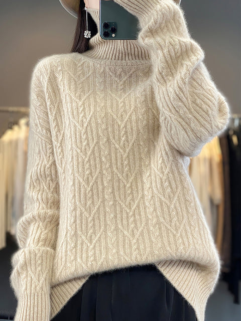 Damen Herbst Lässiger Streifen O-Ausschnitt Wollstrickpullover