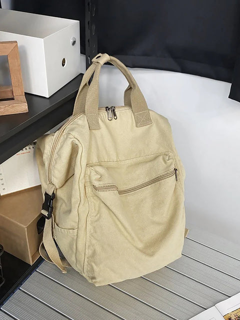 Lässiger, robuster Canvas-Rucksack mit Reißverschluss