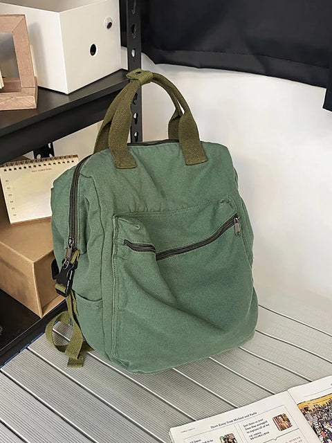 Lässiger, robuster Canvas-Rucksack mit Reißverschluss