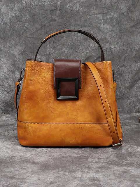 Damen Retro Lederhandtasche Umhängetasche