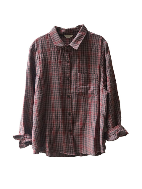 Plus Size Damen Frühling Plaid Casual Langarmshirt