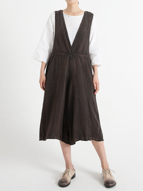 Leinen ärmellose Frauen Sommer lose Overall Overalls