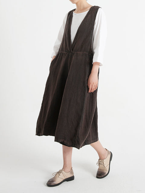 Leinen ärmellose Frauen Sommer lose Overall Overalls