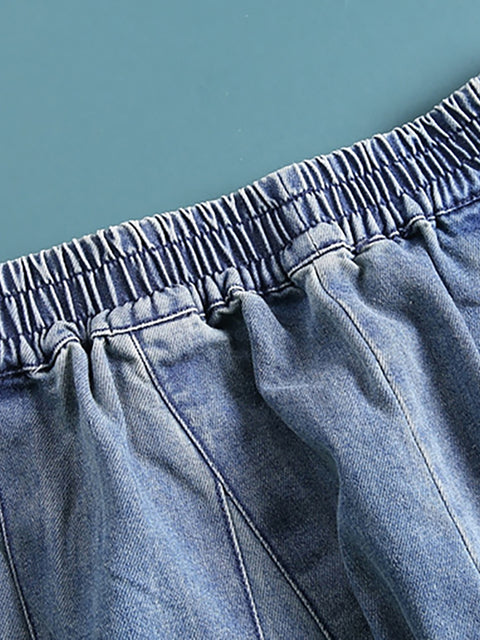 Übergröße - Einfache, lockere Jeans in reiner Farbe