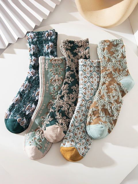 5 Paar lässige warme Baumwollsocken für Damen