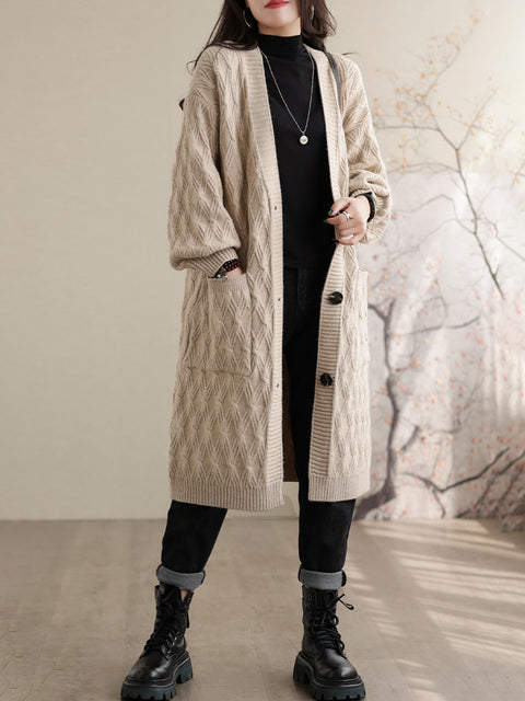 Solid Loose Casual Mid Length Women Coat