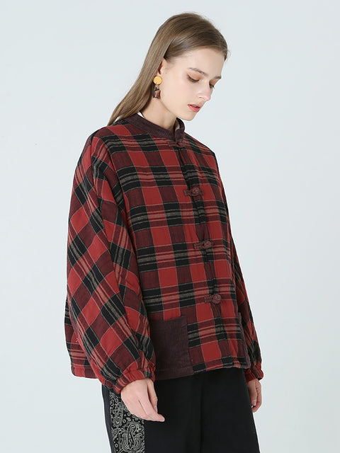 Plus Size Frühling Winter Plaid Damen Lose Freizeitmantel M-2XL