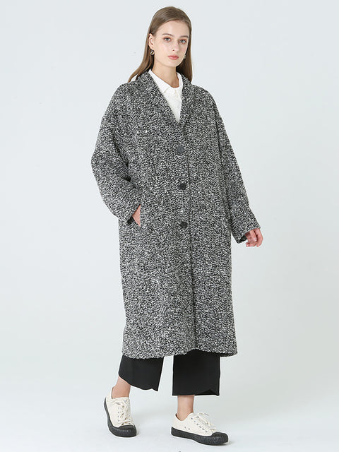 Plus Size Long Wool Damen Winter Langarmmantel M-2XL