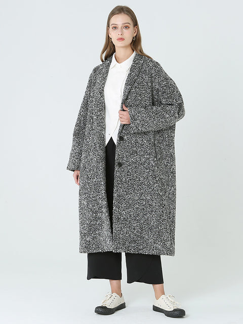 Plus Size Long Wool Women Winter Long Sleeve Coat M-2XL