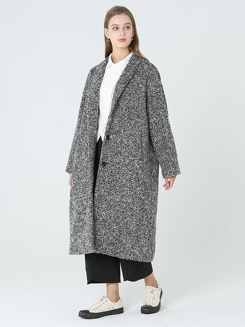 Plus Size Long Wool Damen Winter Langarmmantel M-2XL