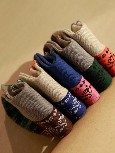 Farblich passende Jacquard-Socken für Frühling und Herbst (5 Paar)