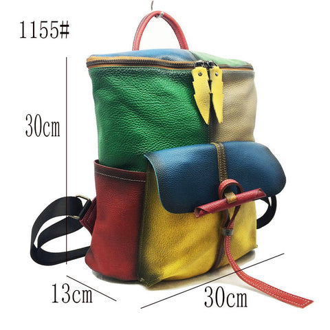 Handgefertigter farbenfroher Lederrucksack 