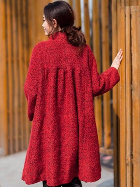 Plus Size Winter Women Casual Loose Woolen Coat