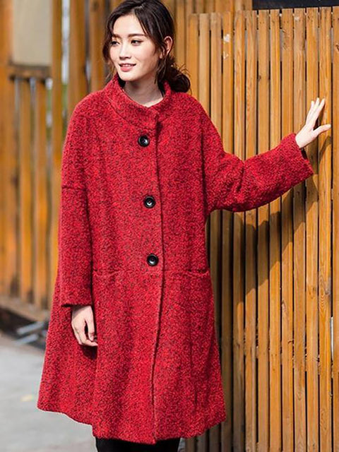 Plus Size Winter Women Casual Loose Woolen Coat